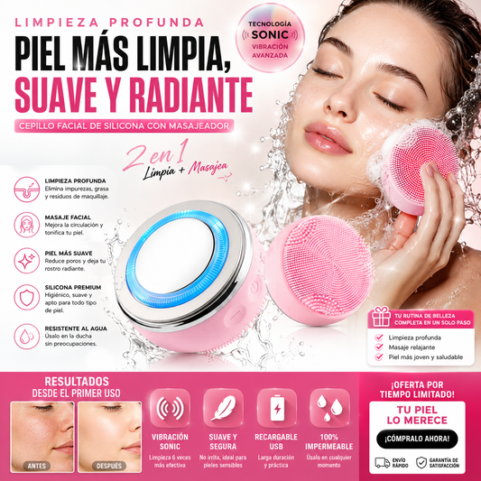 CEPILLO FACIAL DE SILICONA CON MASAJEADO